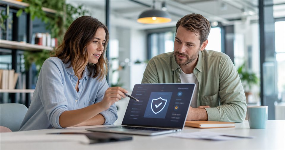 Website security consultant explaining protection to a client